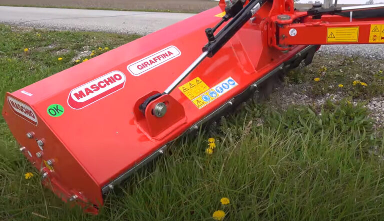 Offset Flail Mower on Subcompact Tractor